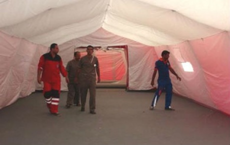 Kiliste Sahra Hastanesi kimyasal arındırma çadırı kuruldu