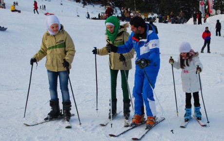 Arap turistlerin kayak keyfi
