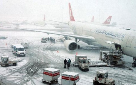 THY uçaklarına kar engeli