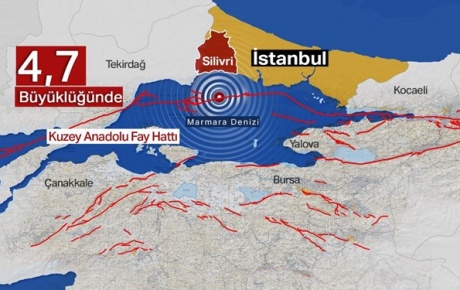İstanbulda 4,7 büyüklüğünde deprem