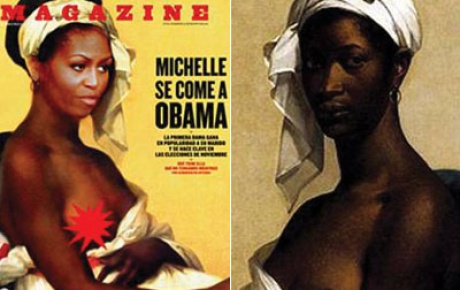 Üstsüz köle Michelle Obama